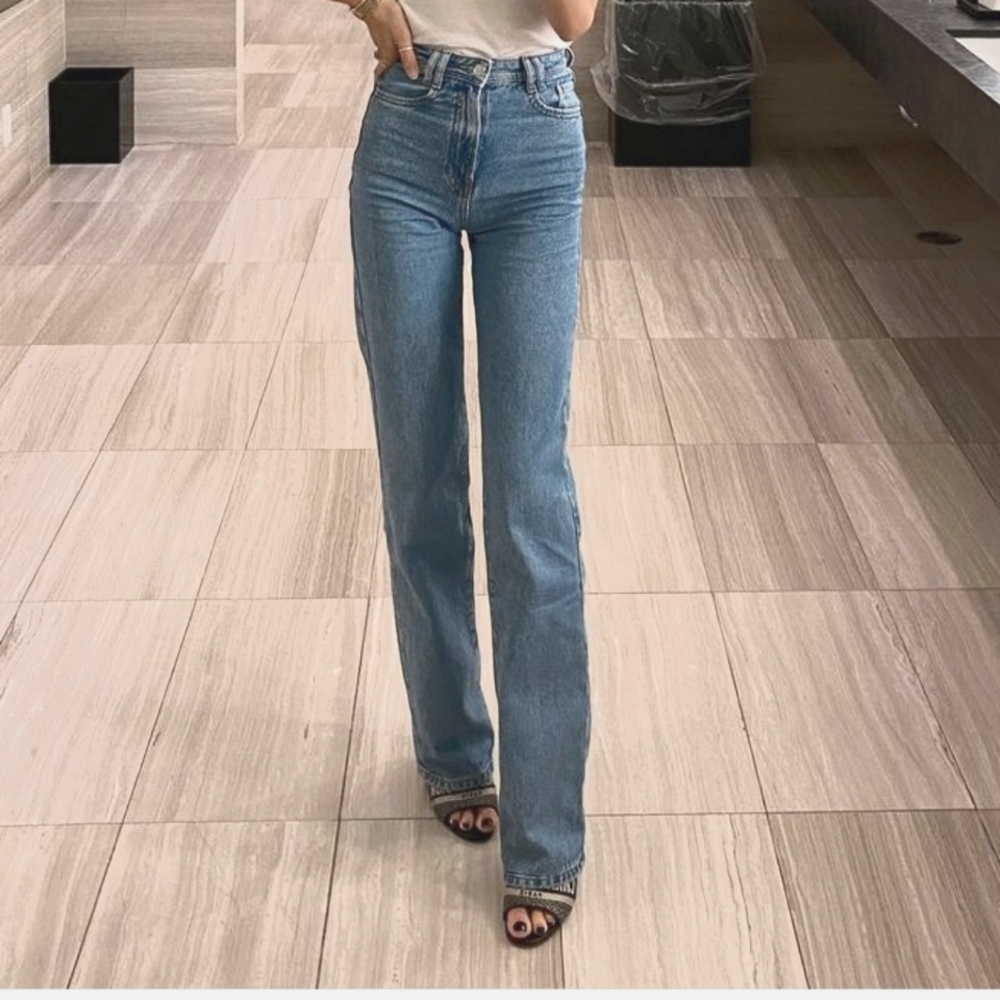 Zara high rise straight leg denim jeans